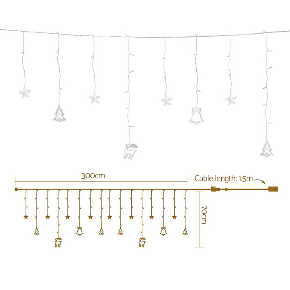 3m Warm White LED Christmas Icicle Lights, Outdoor Decorations & Lights