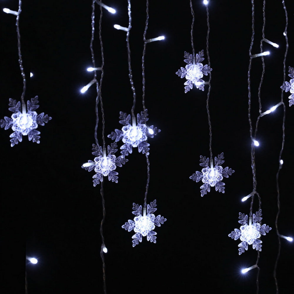 6m Cold White Solar-Powered Christmas Icicle Lights, White colour