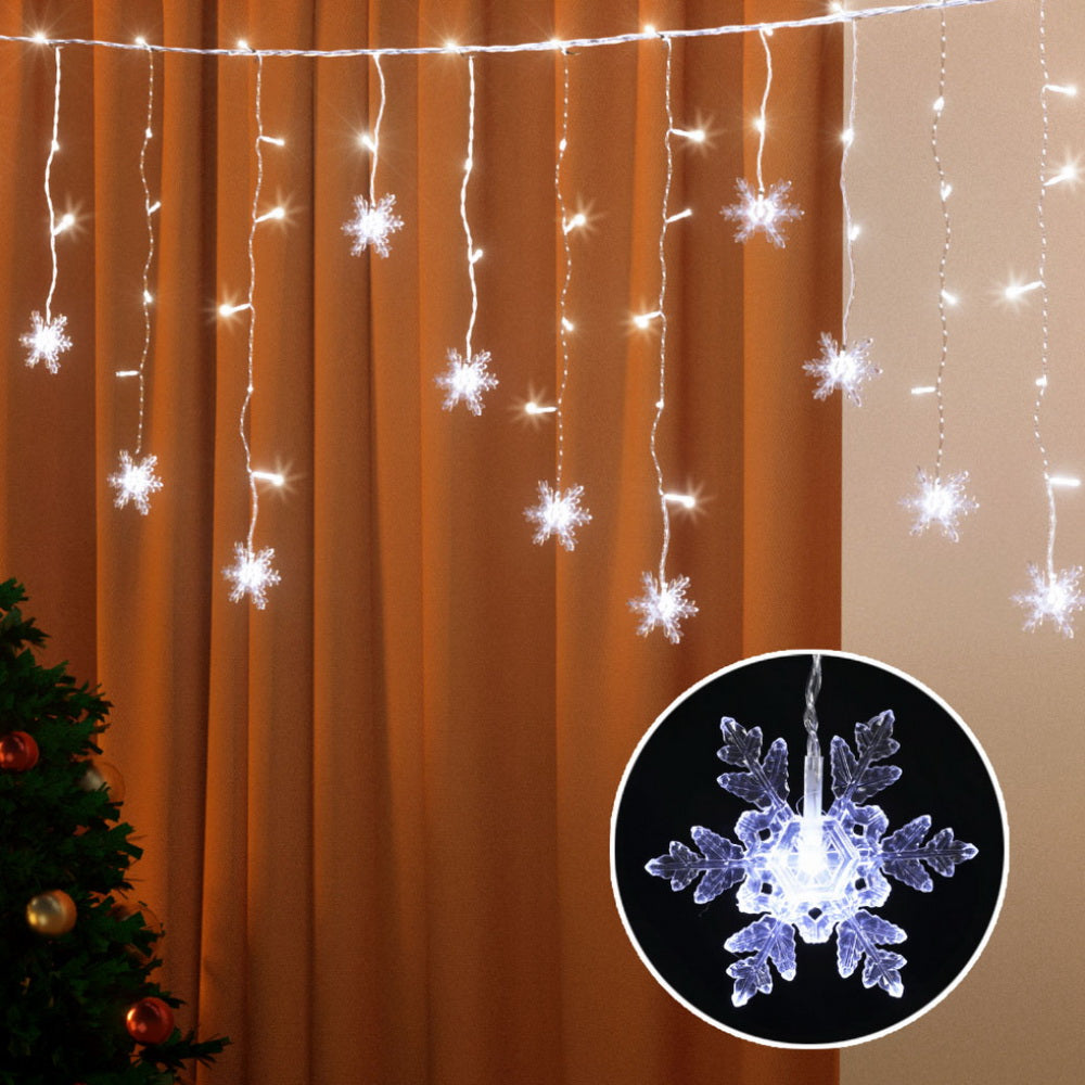 6m Cold White Solar-Powered Christmas Icicle Lights | Outdoor Decorations & Lights