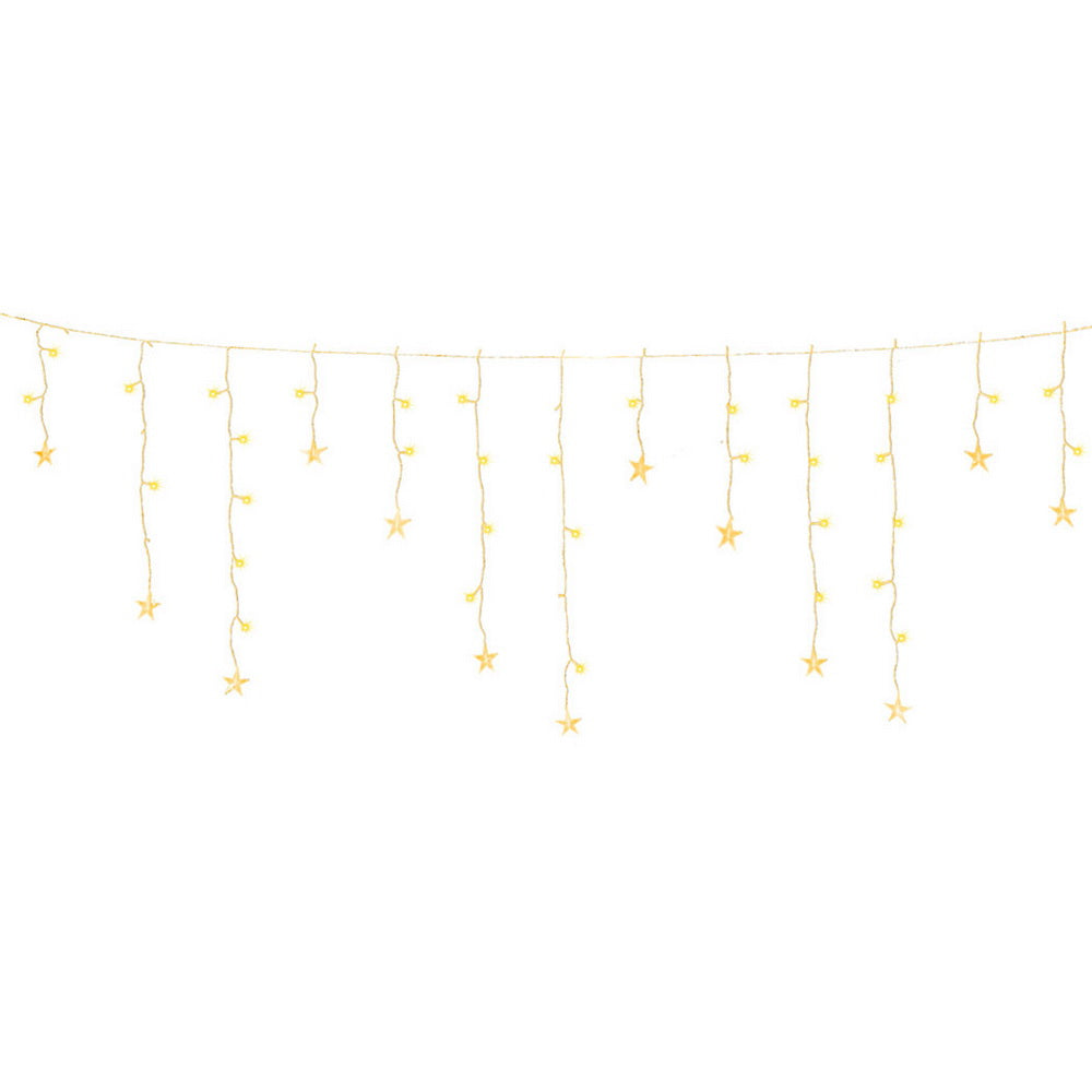 6m Warm White Solar-Powered Christmas Icicle Lights | White colour