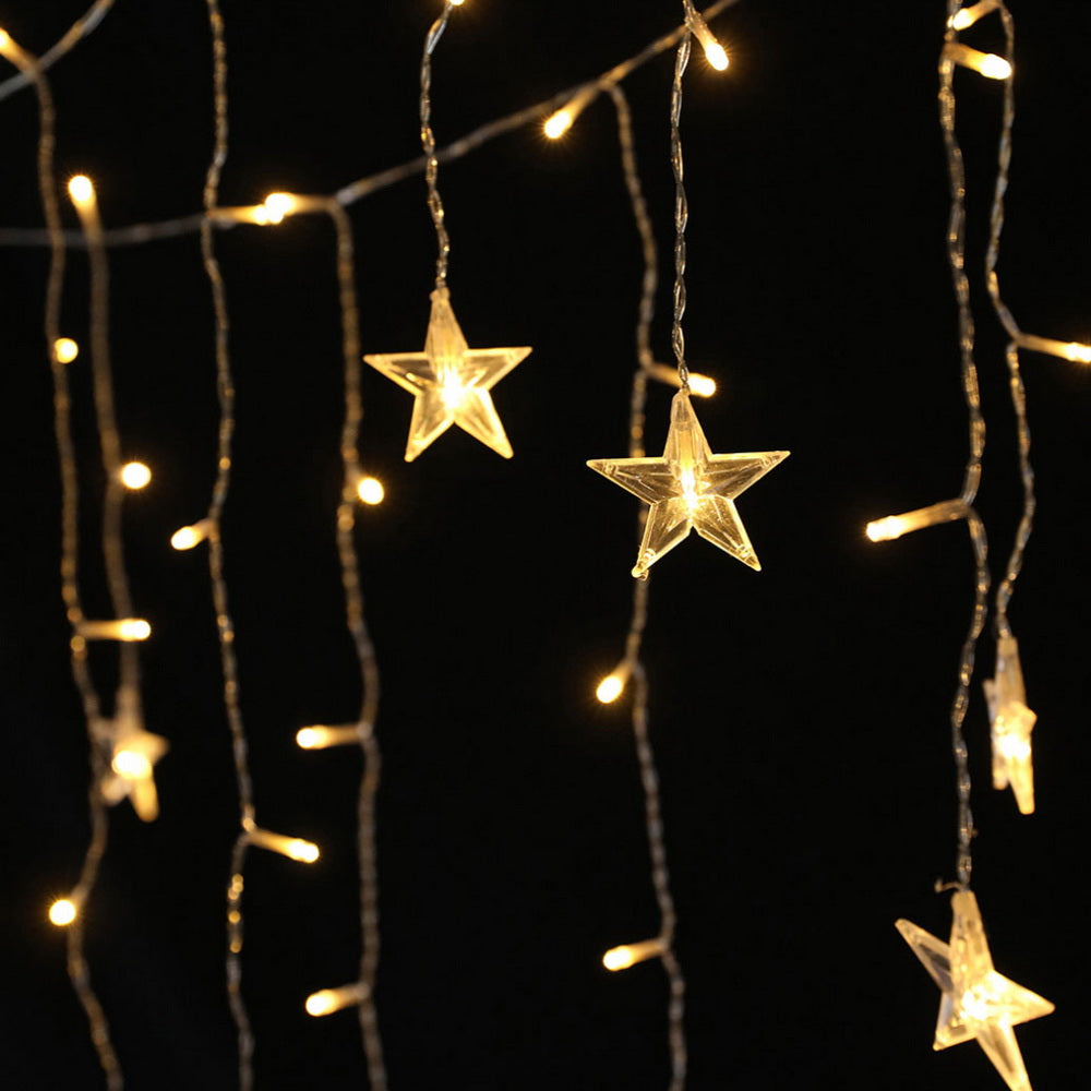 6m Warm White Solar-Powered Christmas Icicle Lights, White colour