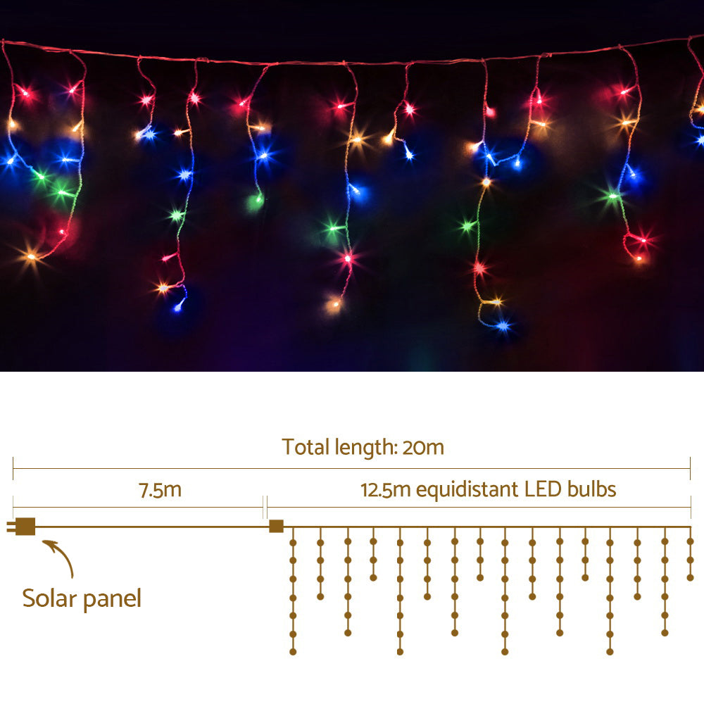 Illuminate 12.5M 500 LED Solar Icicle Christmas Lights with Powered Multiple Colour Xmas