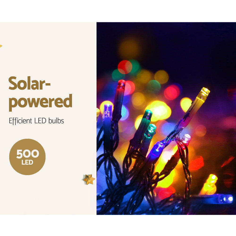 Illuminate 12.5M 500 LED Solar Icicle Christmas Lights - Powered Multiple Colour Xmas