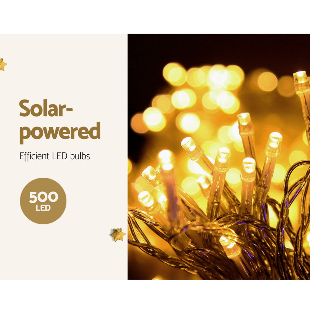 Illuminate the Night 12.5M 500 LED Solar Icicle Christmas Lights, Outdoor Decorations & Lights