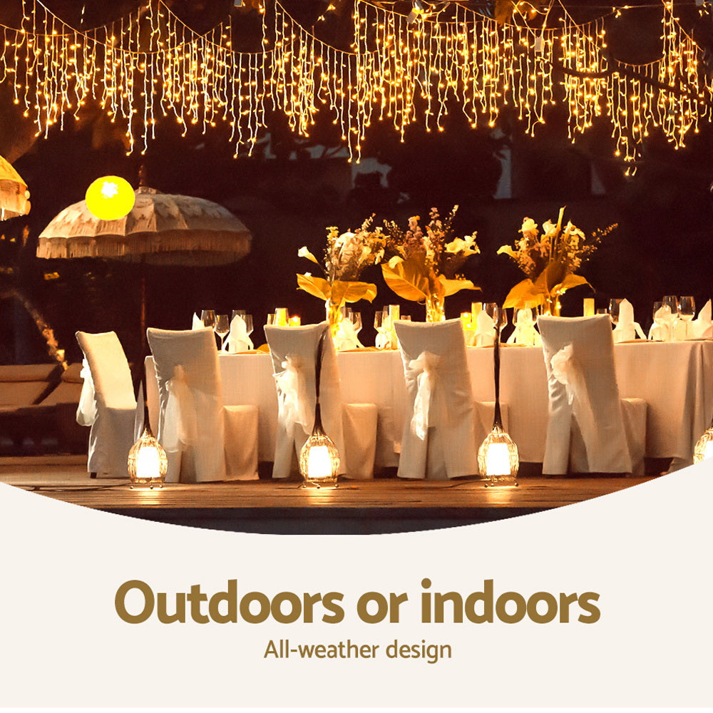 Powered Warm White Xmas - Illuminate the Night 12.5M 500 LED Solar Icicle Christmas Lights