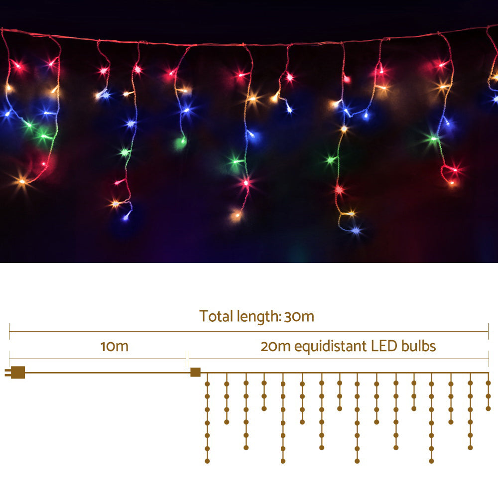 Christmas Lights 20M 800 LED Icicle Light Multi-coloured, Outdoor Decorations & Lights