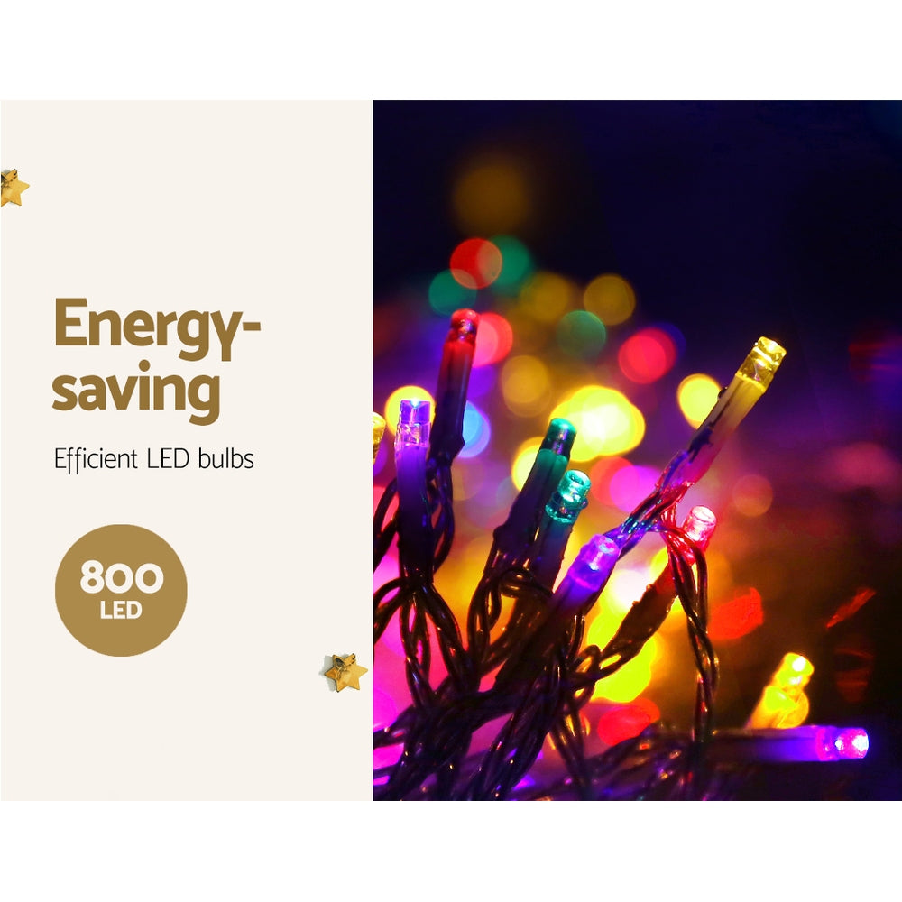 Christmas Lights 20M 800 LED Icicle Light Multi-coloured with Jingle Jollys Mutlicolour Xmas
