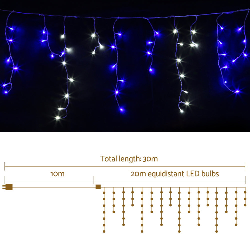 Christmas Lights 20M 800 LED Icicle Light Blue White Decorations, Blue colour