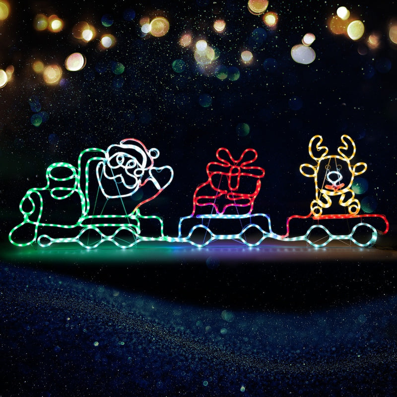 Christmas Light LED Motif Lights Santa Train 196cm