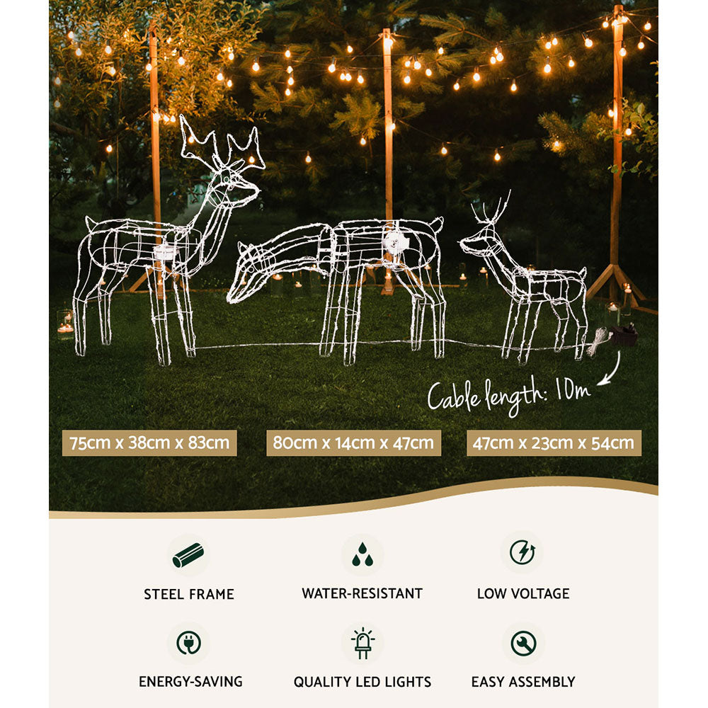 Christmas Lights 250 LEDs Fairy Light Reindeer 3pcs Decorations, Jingle Jollys Led Motif