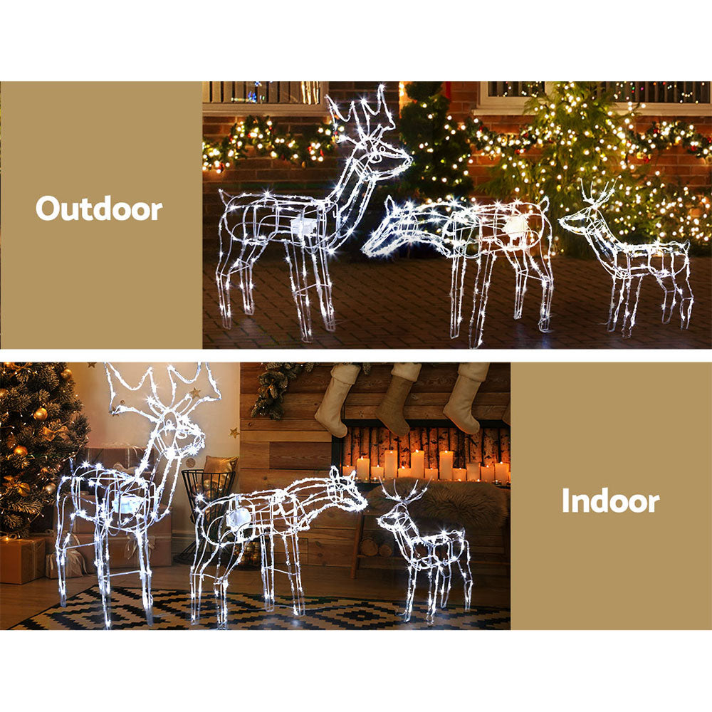 Christmas Lights 250 LEDs Fairy Light Reindeer 3pcs Decorations - Jingle Jollys Led Motif