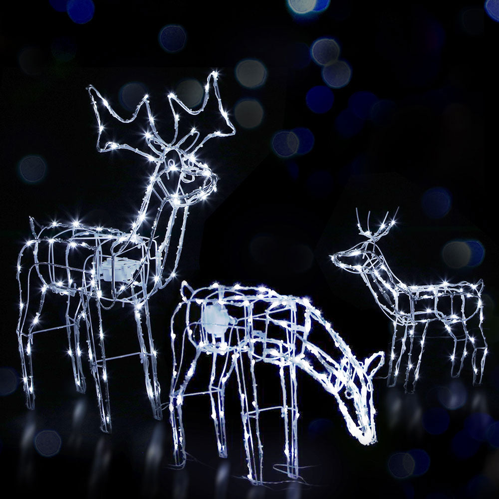3Pcs - Christmas Lights 250 LEDs Fairy Light Reindeer 3pcs Decorations