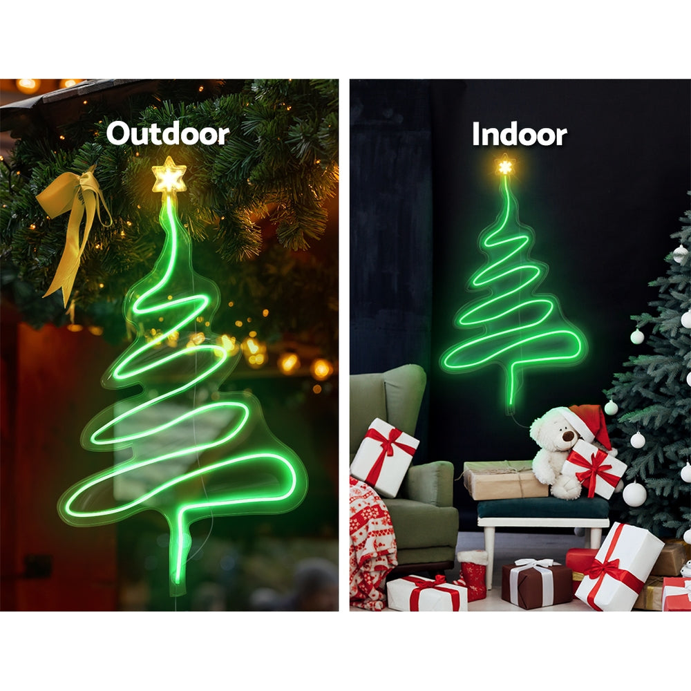 Green Tree Glow: 114cm Christmas Fairy Lights with Festive Tree Design