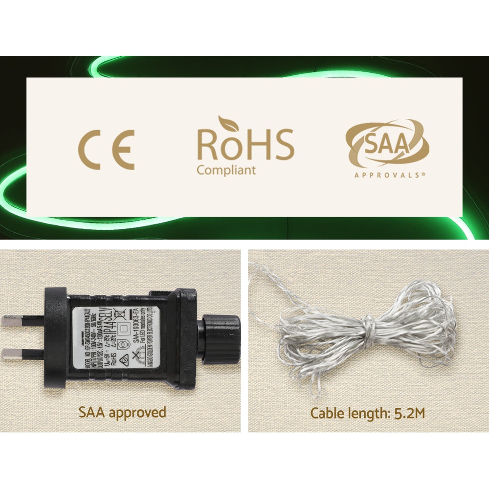 Green Tree Glow: 114cm Christmas Fairy Lights with Festive Tree Design