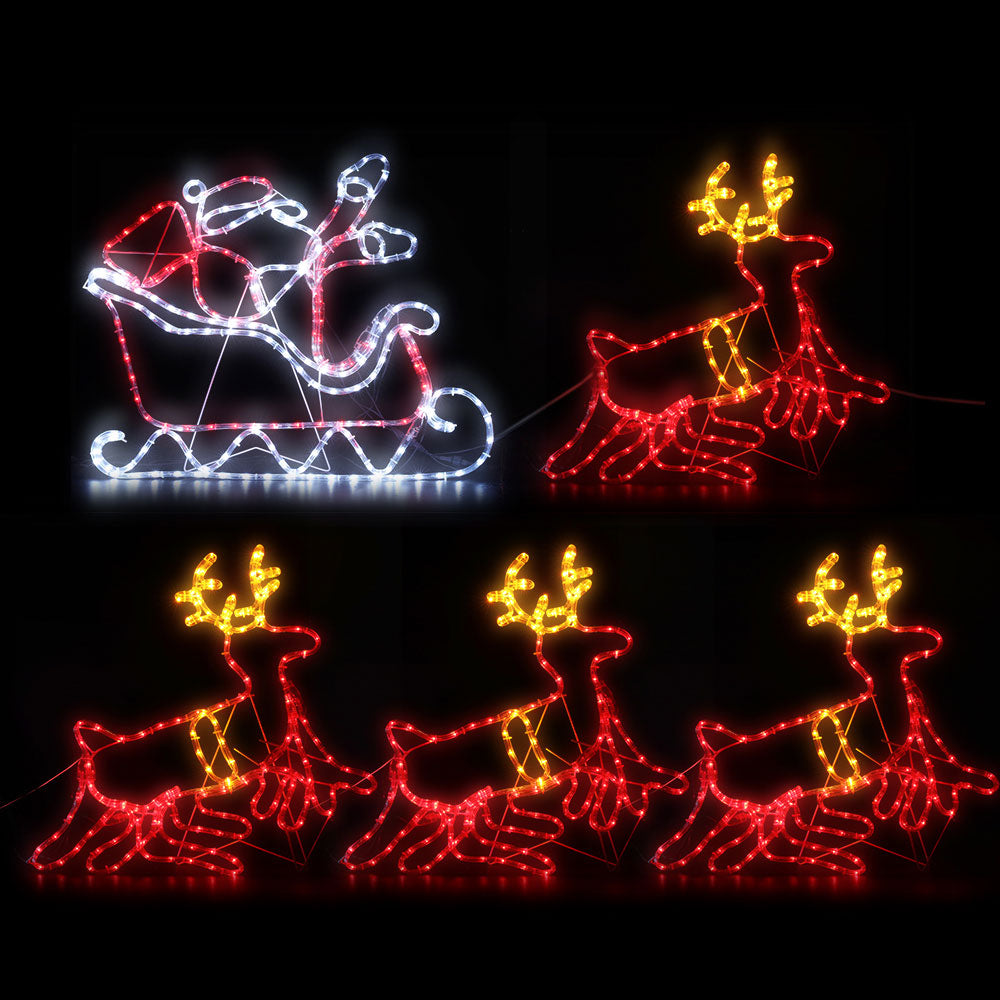 Christmas Lights 806 LED Fairy Light Reindeer Sleigh Decorations, Jingle Jollys Motif Rope