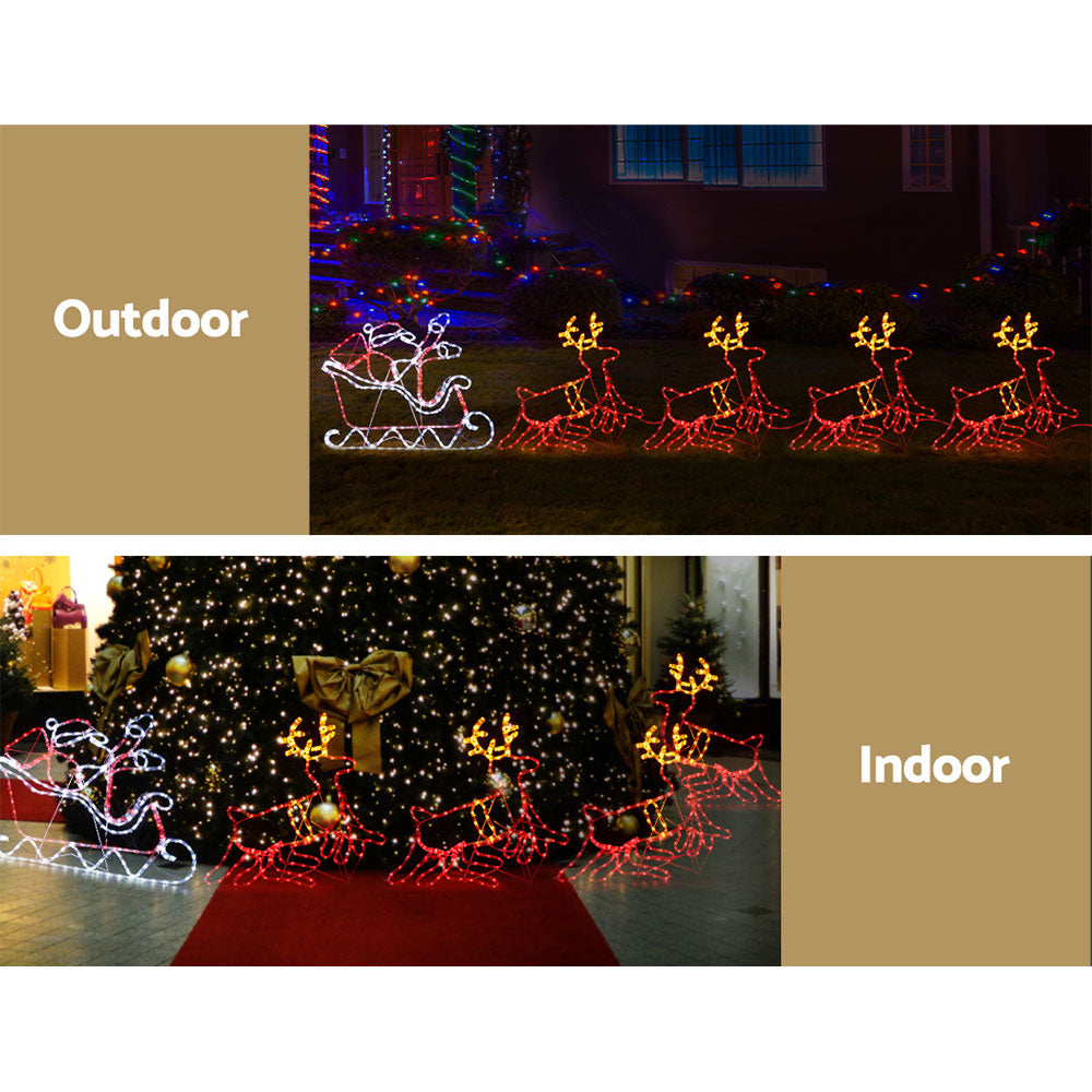 Jingle Jollys Motif Rope - Christmas Lights 806 LED Fairy Light Reindeer Sleigh Decorations