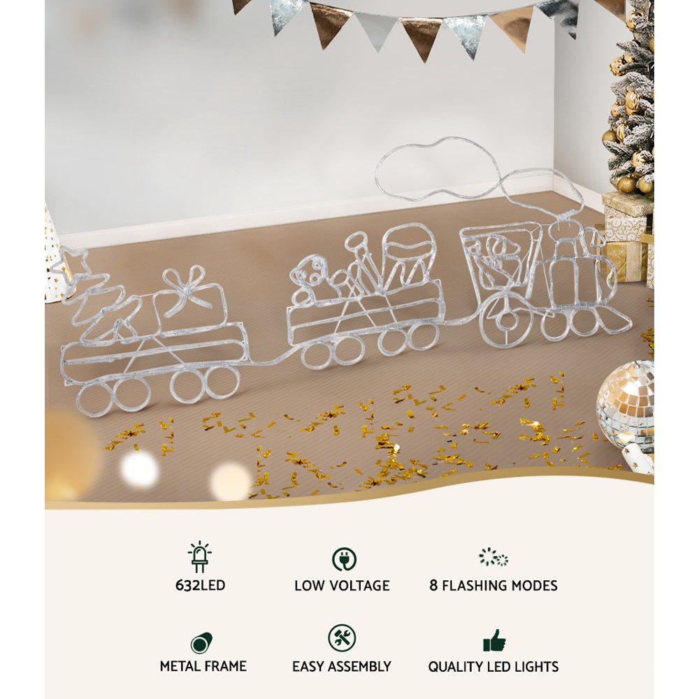 Christmas Lights 631 LED 210cm Fairy Light Train Decorations, Jingle Jollys Motif Rope