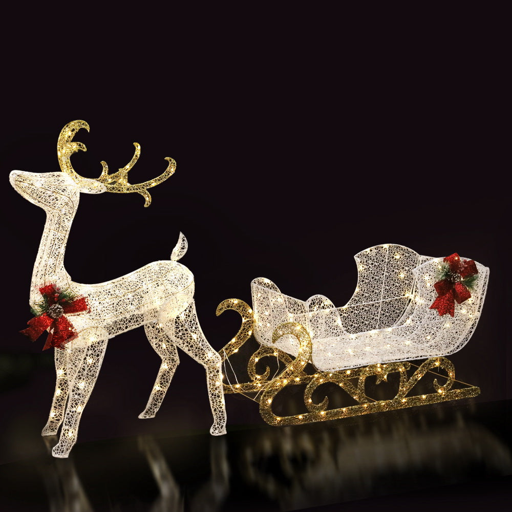 Christmas Lights 215 LEDs Fairy Light Reindeer Sleigh Decorations, Motif Led Rope Xmas