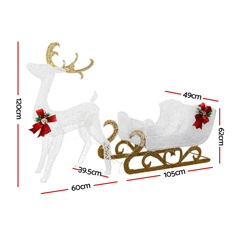 Christmas Lights 215 LEDs Fairy Light Reindeer Sleigh Decorations, Outdoor Decorations & Lights