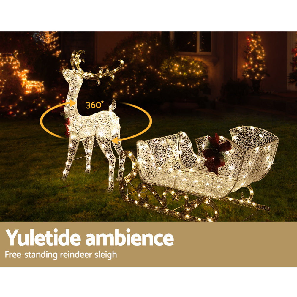 Outdoor Decorations & Lights - Christmas Lights 215 LEDs Fairy Light Reindeer Sleigh Decorations