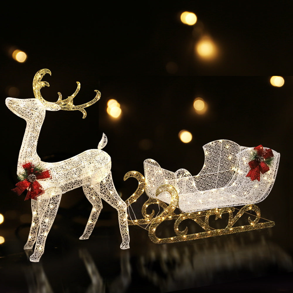 Christmas Lights 215 LEDs Fairy Light Reindeer Sleigh Decorations | Outdoor Decorations & Lights