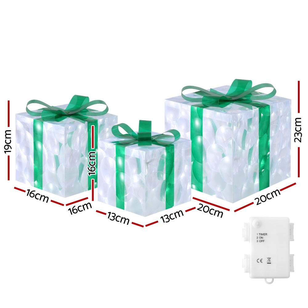 Christmas Lights 70 LED Fairy Light Gift Box 3pcs Decorations Set, Outdoor Decorations & Lights