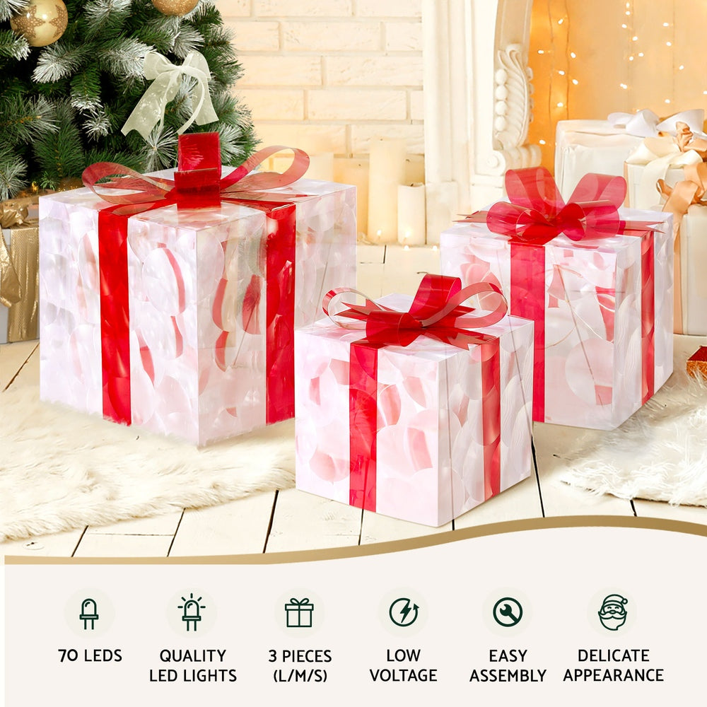 Christmas Lights 70 LED Fairy Light Gift Box 3pcs Decorations Set with Outdoor Decorations & Lights