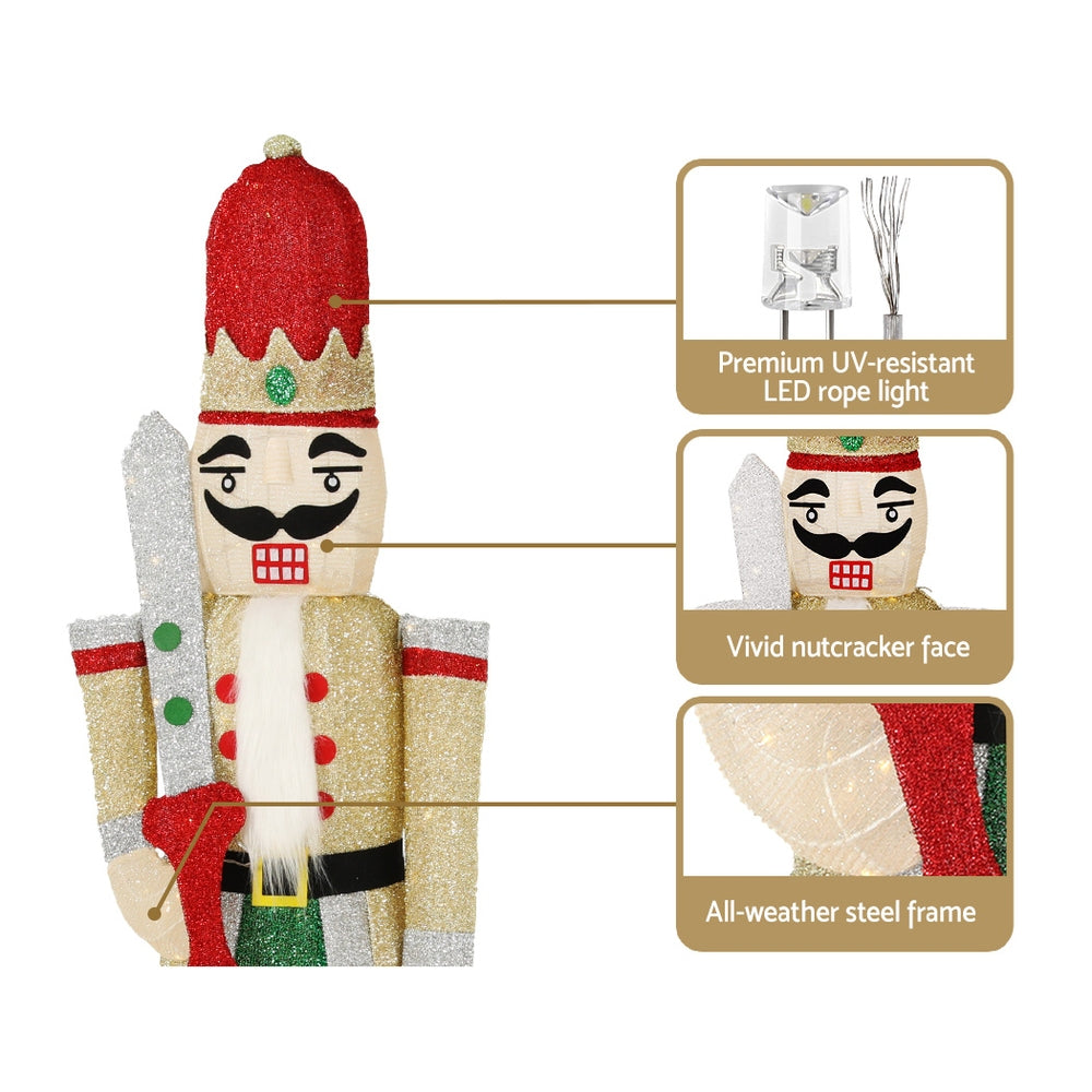 Outdoor Decorations & Lights - Nutcracker Illumination: 170cm Nutcracker with 180 LED Fairy Lights