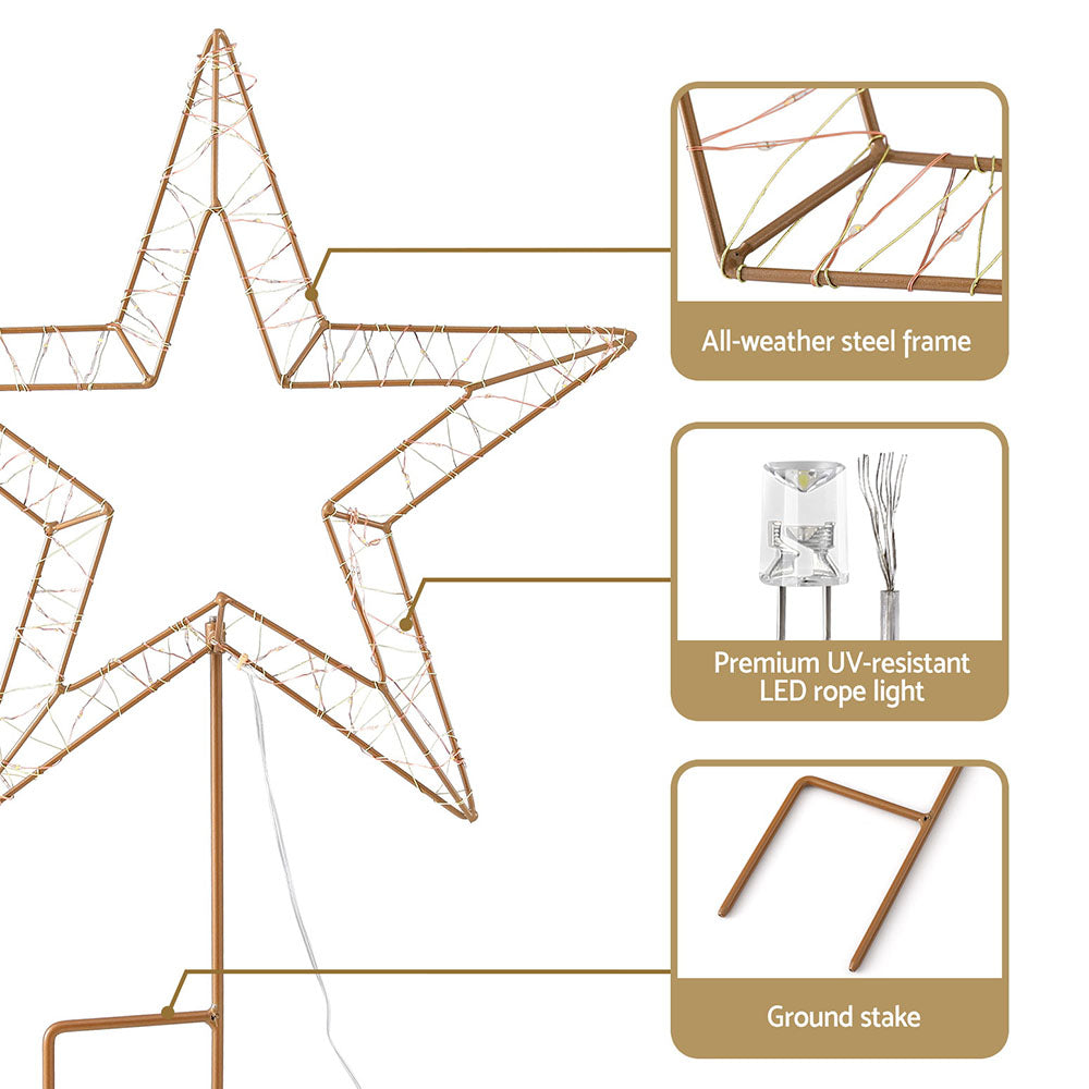 Xmas Stars - Ground Star LED Fairy Lights - 100 LEDs Garden Decoration