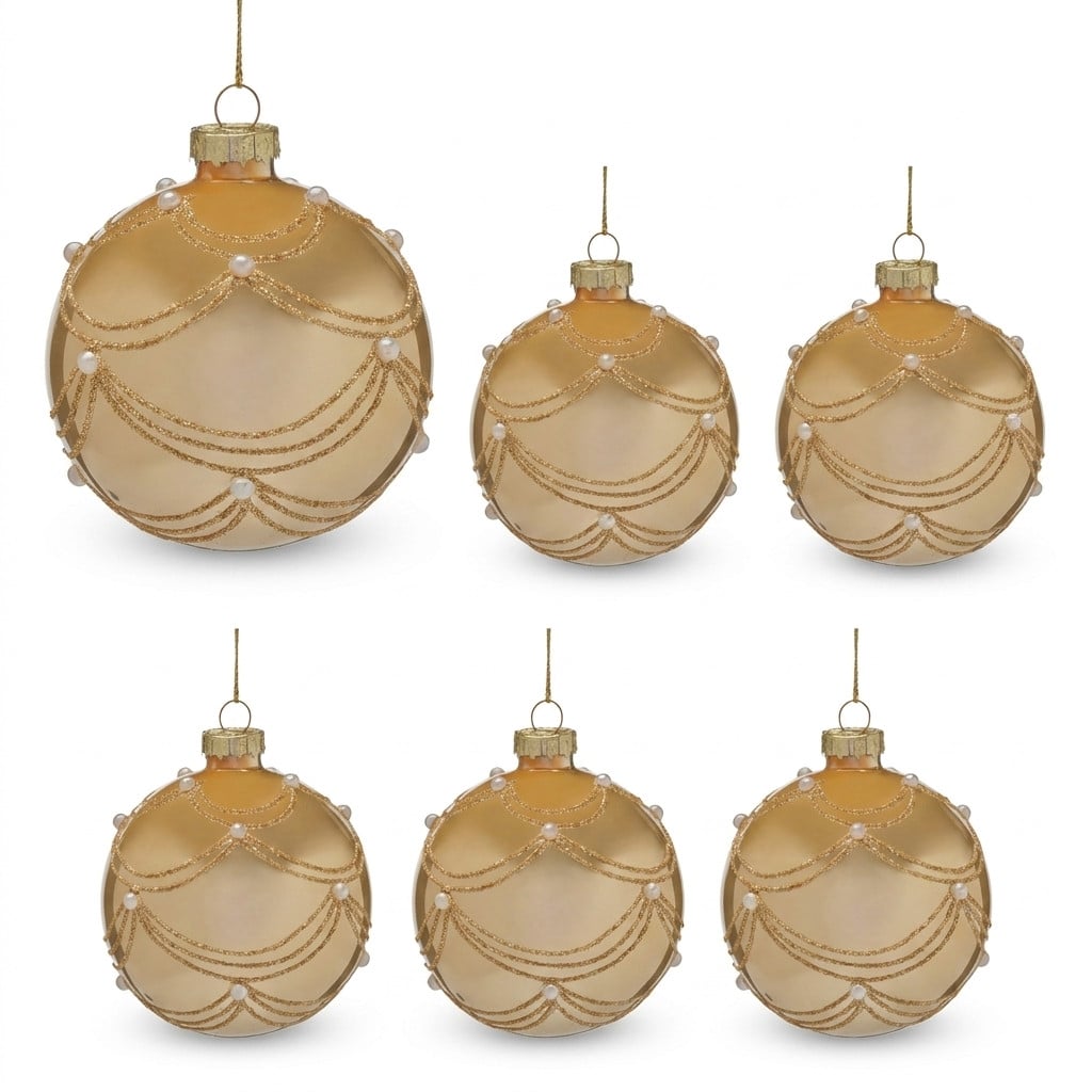 Glass Champagne Baubles Gold