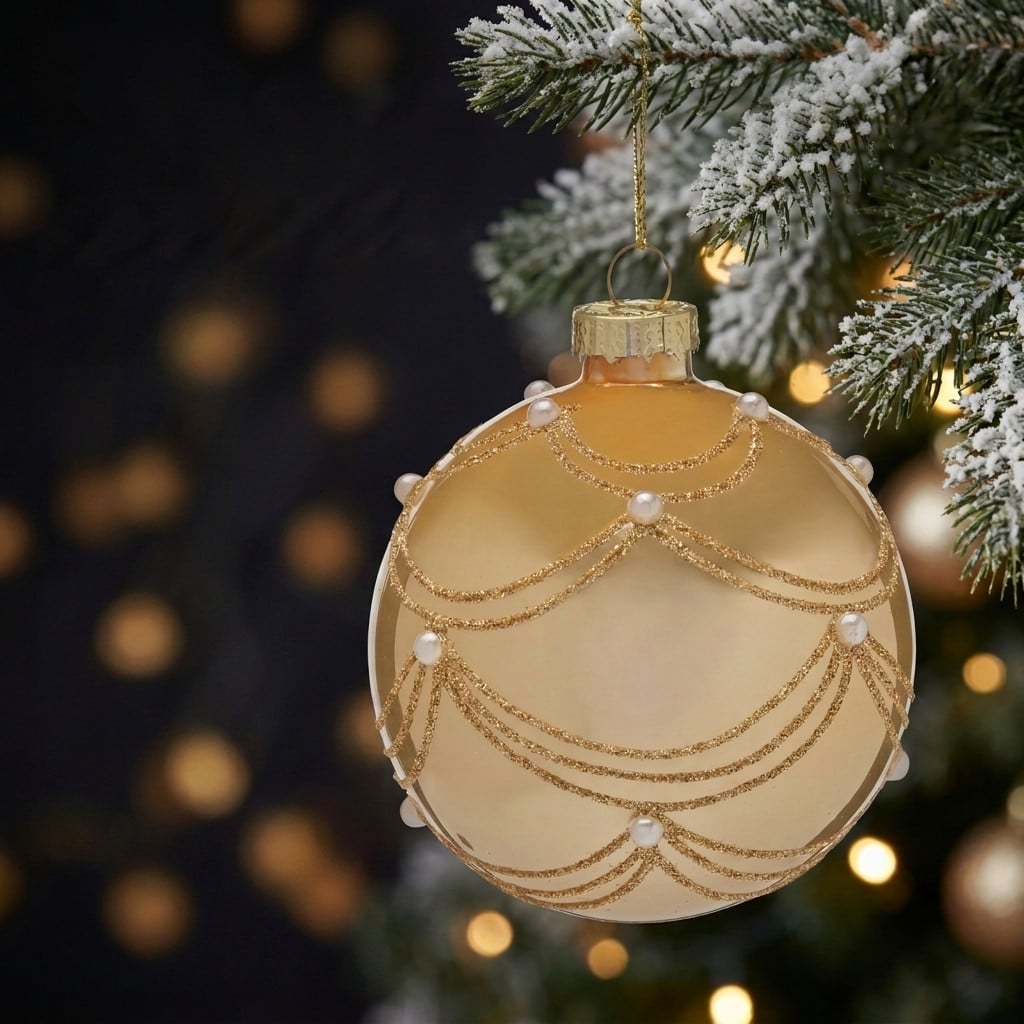Glass Champagne Baubles Gold