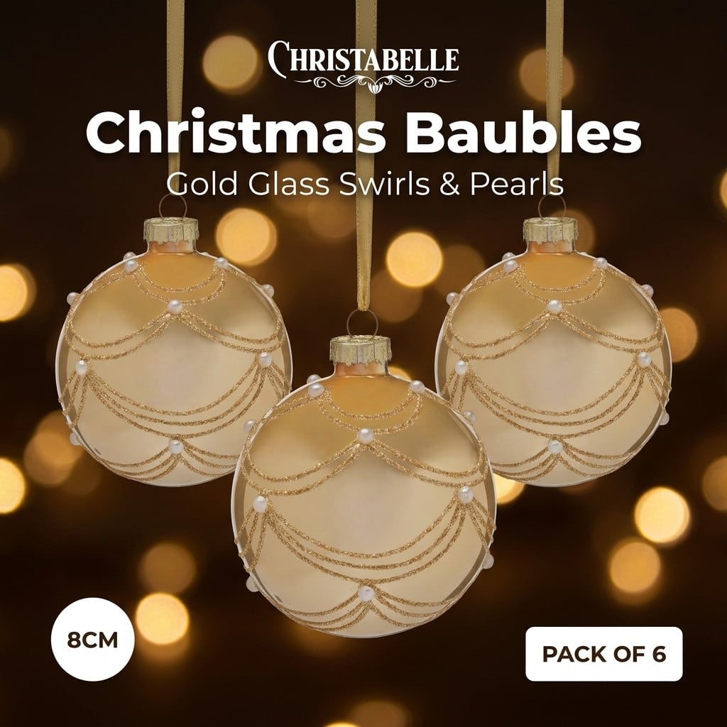 Glass Champagne Baubles Gold
