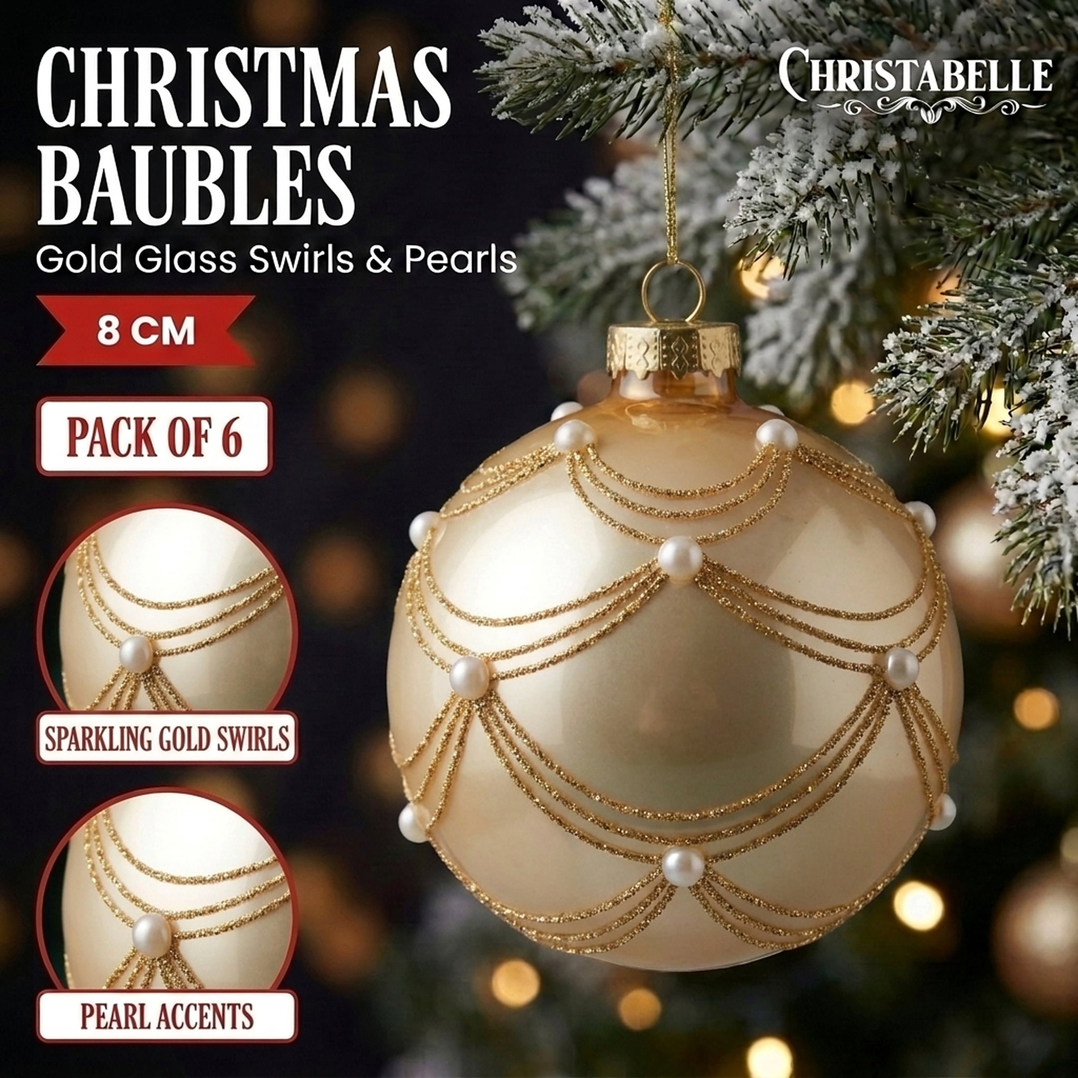 Glass Champagne Baubles Gold