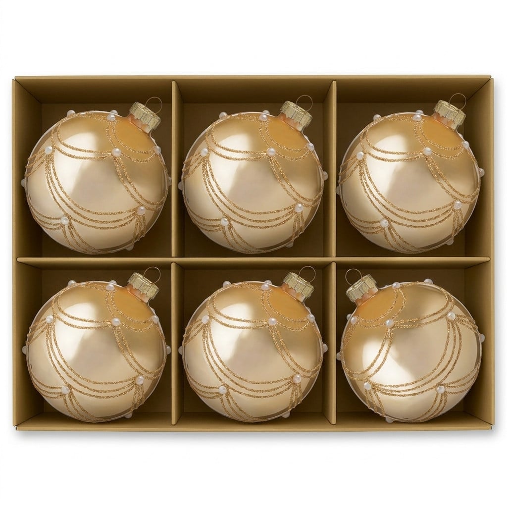 Glass Champagne Baubles Gold