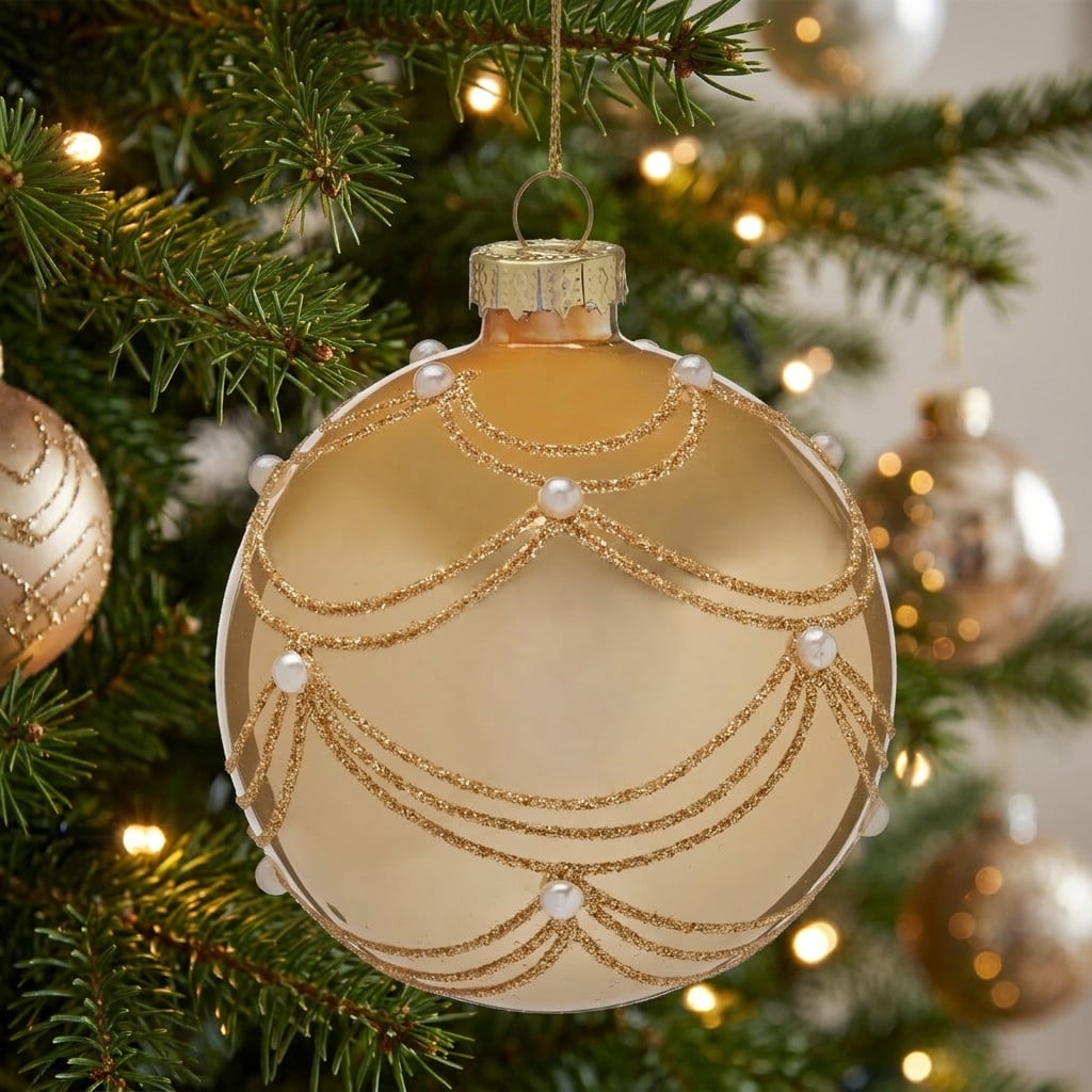 Glass Champagne Baubles Gold