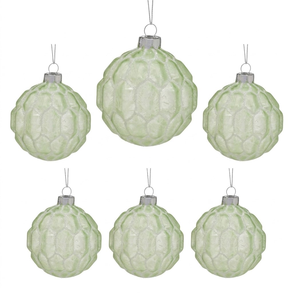 Glass Christmas Baubles Pale Green