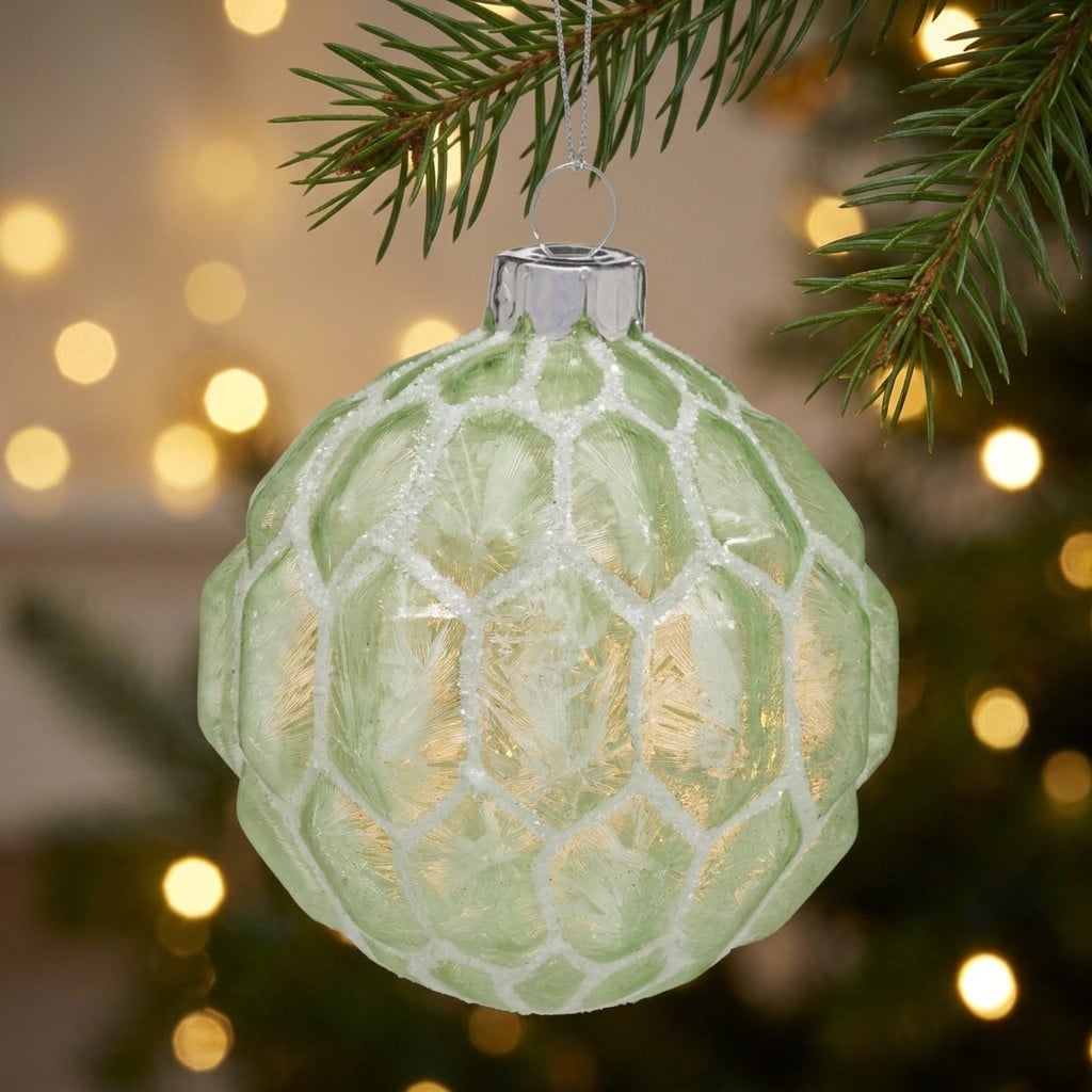 Glass Christmas Baubles Pale Green