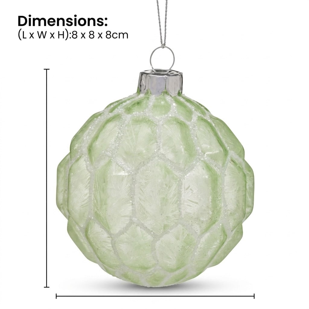 Glass Christmas Baubles Pale Green