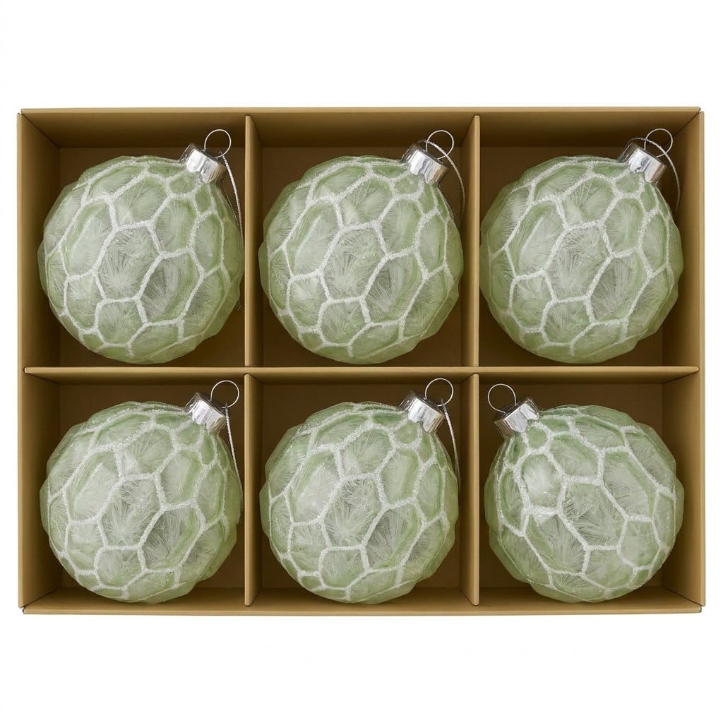 Glass Christmas Baubles Pale Green