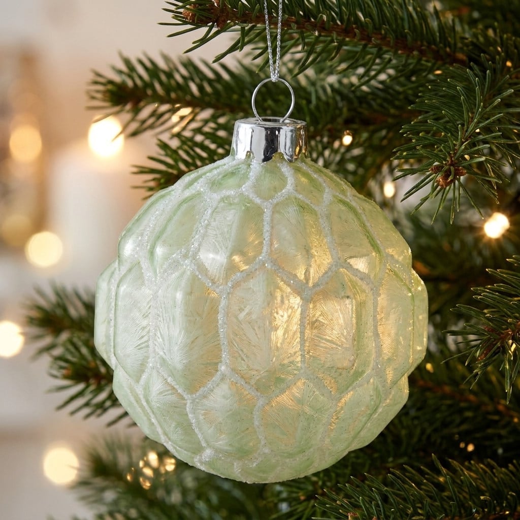 Glass Christmas Baubles Pale Green