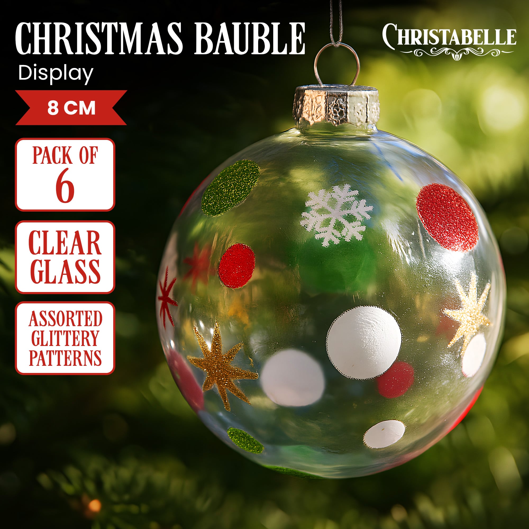 Glass Christmas Baubles Set