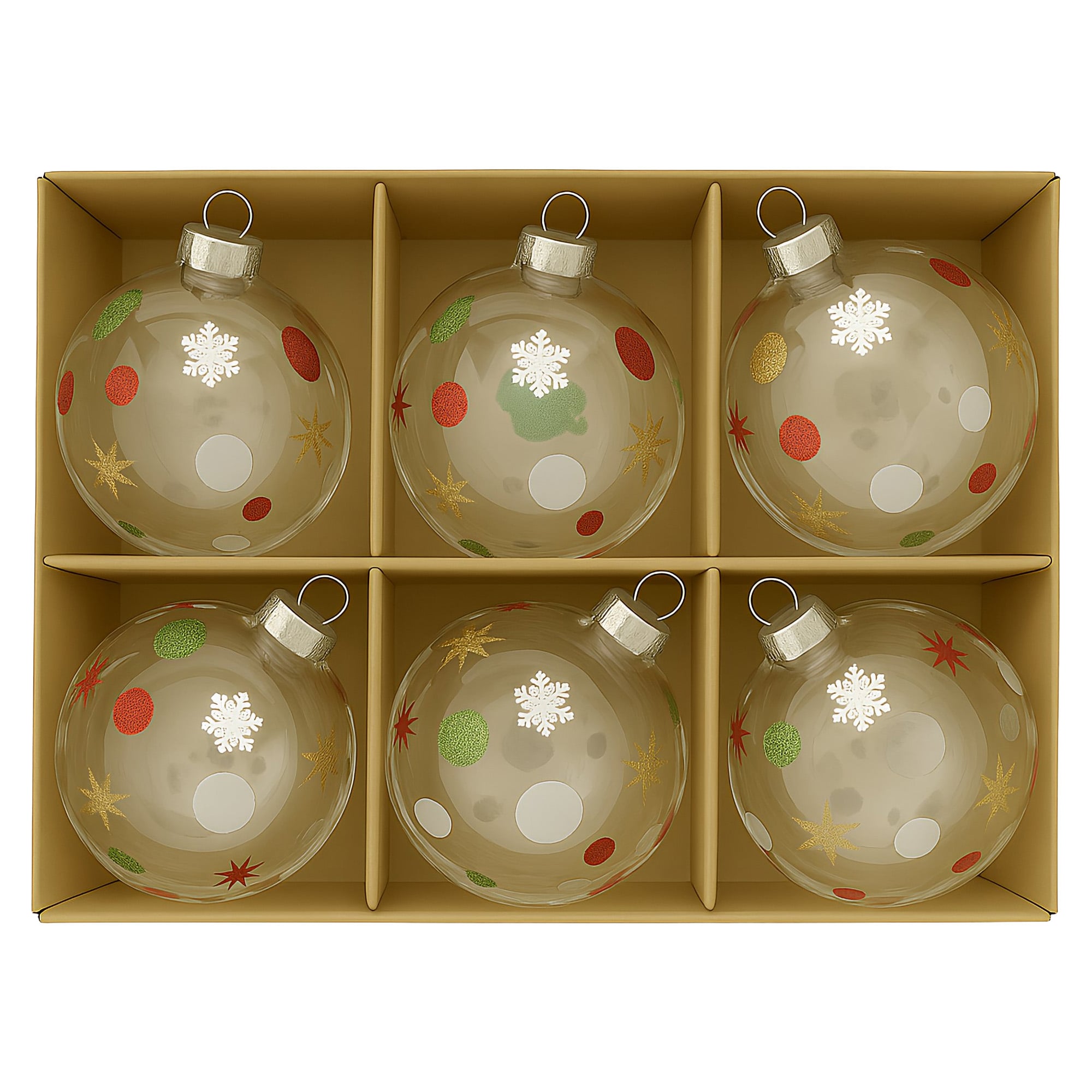 Glass Christmas Baubles Set