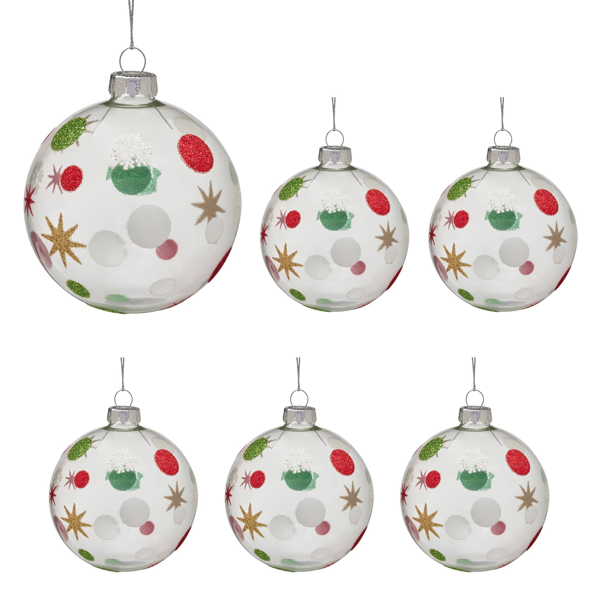 Glass Christmas Baubles Set
