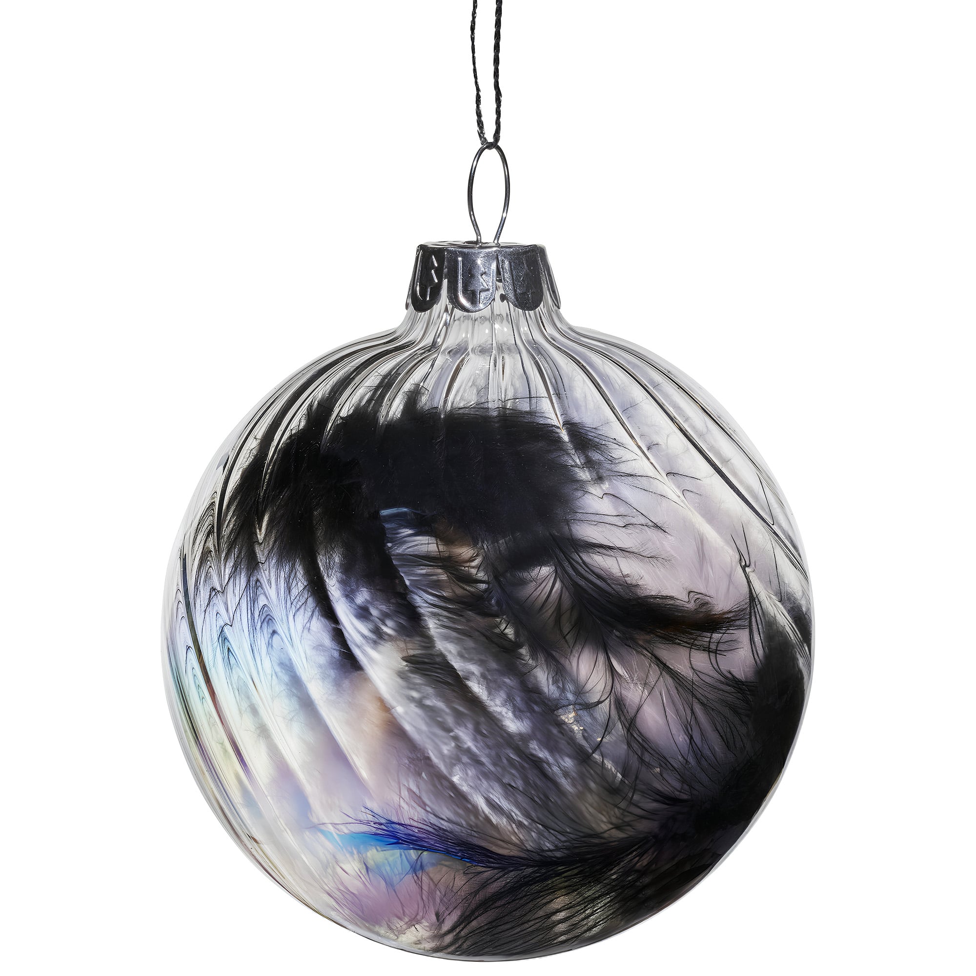 Glass Baubles Clear Striped
