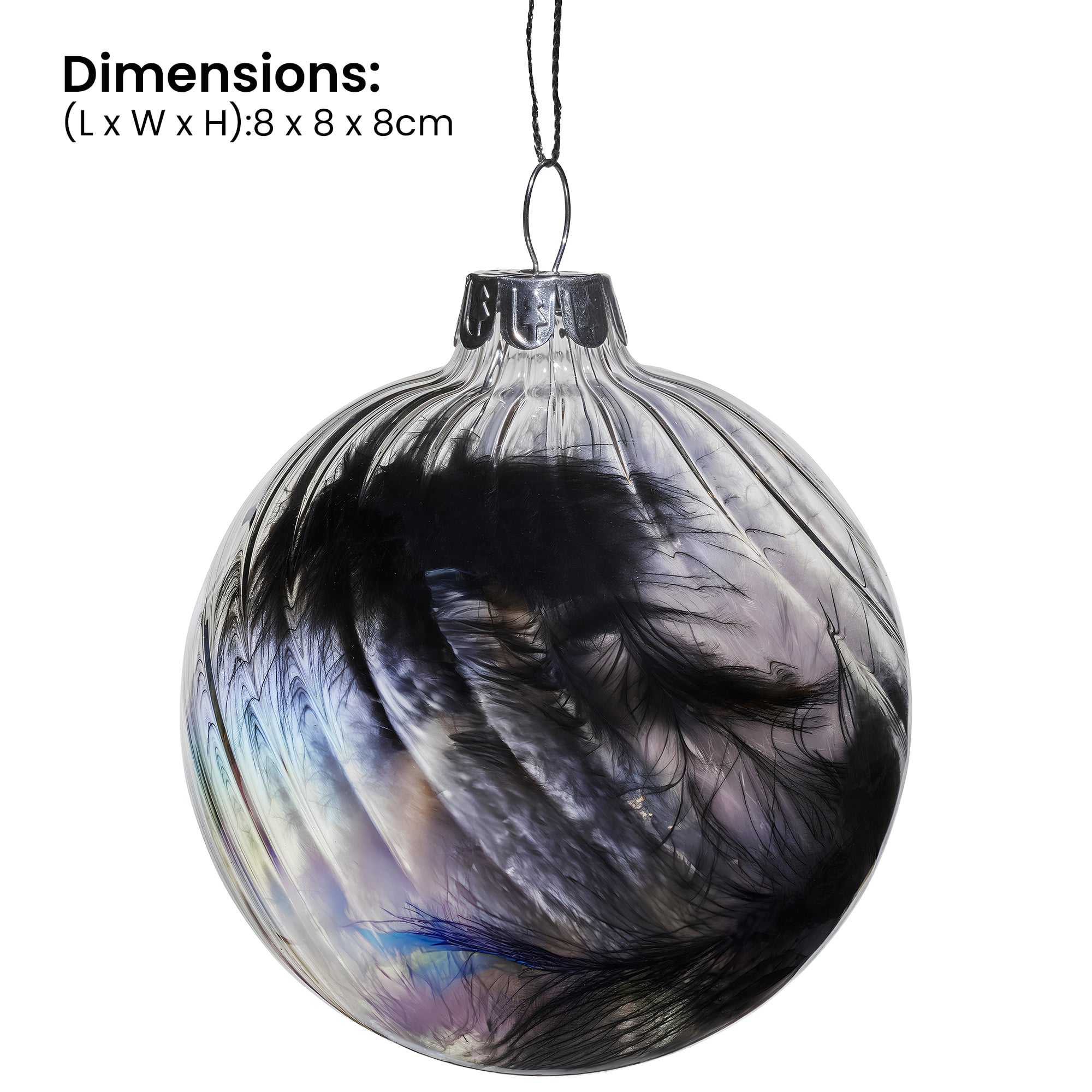 Glass Baubles Clear Striped
