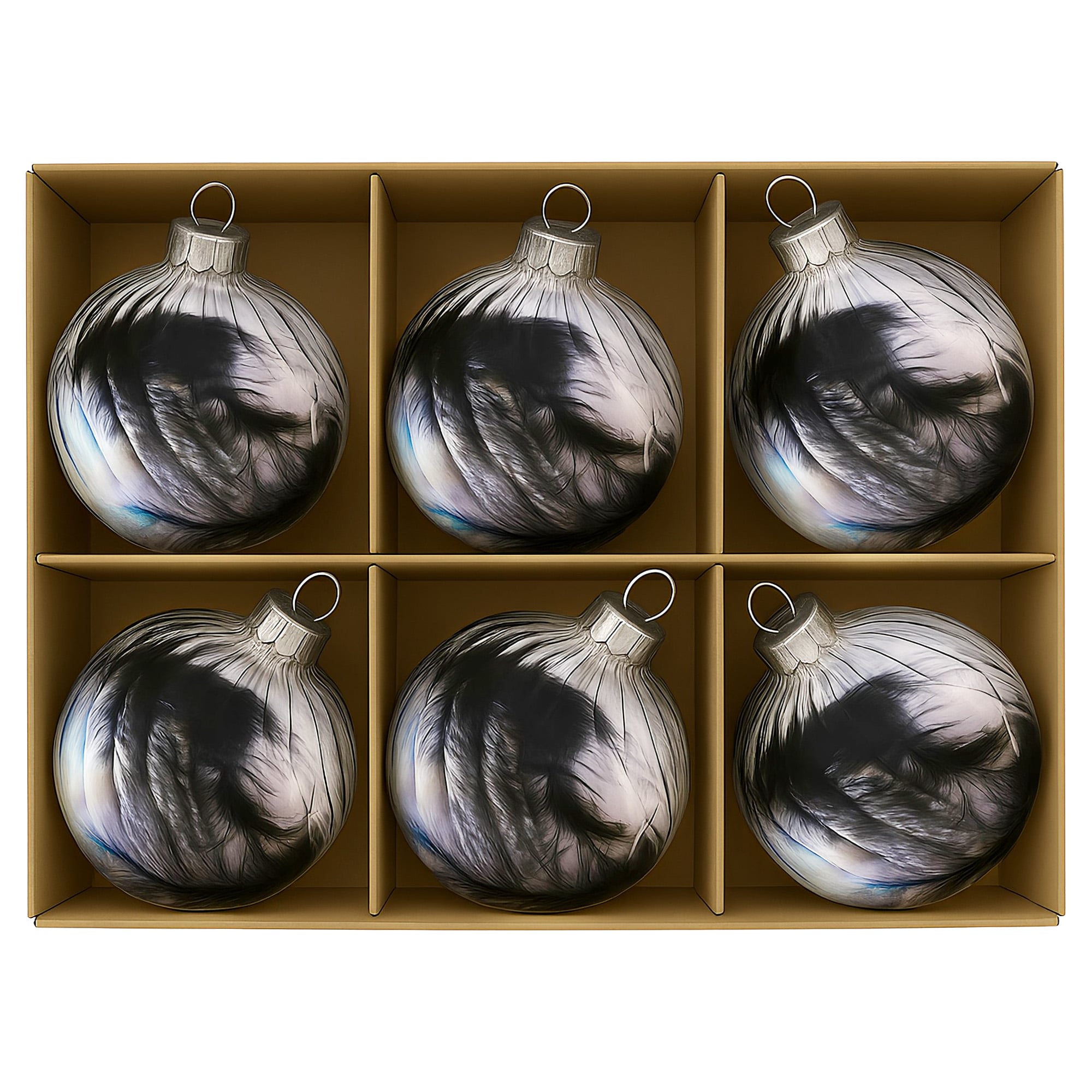 Glass Baubles Clear Striped
