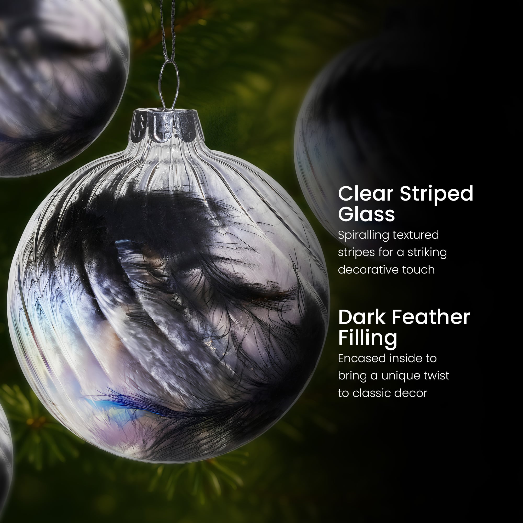 Glass Baubles Clear Striped