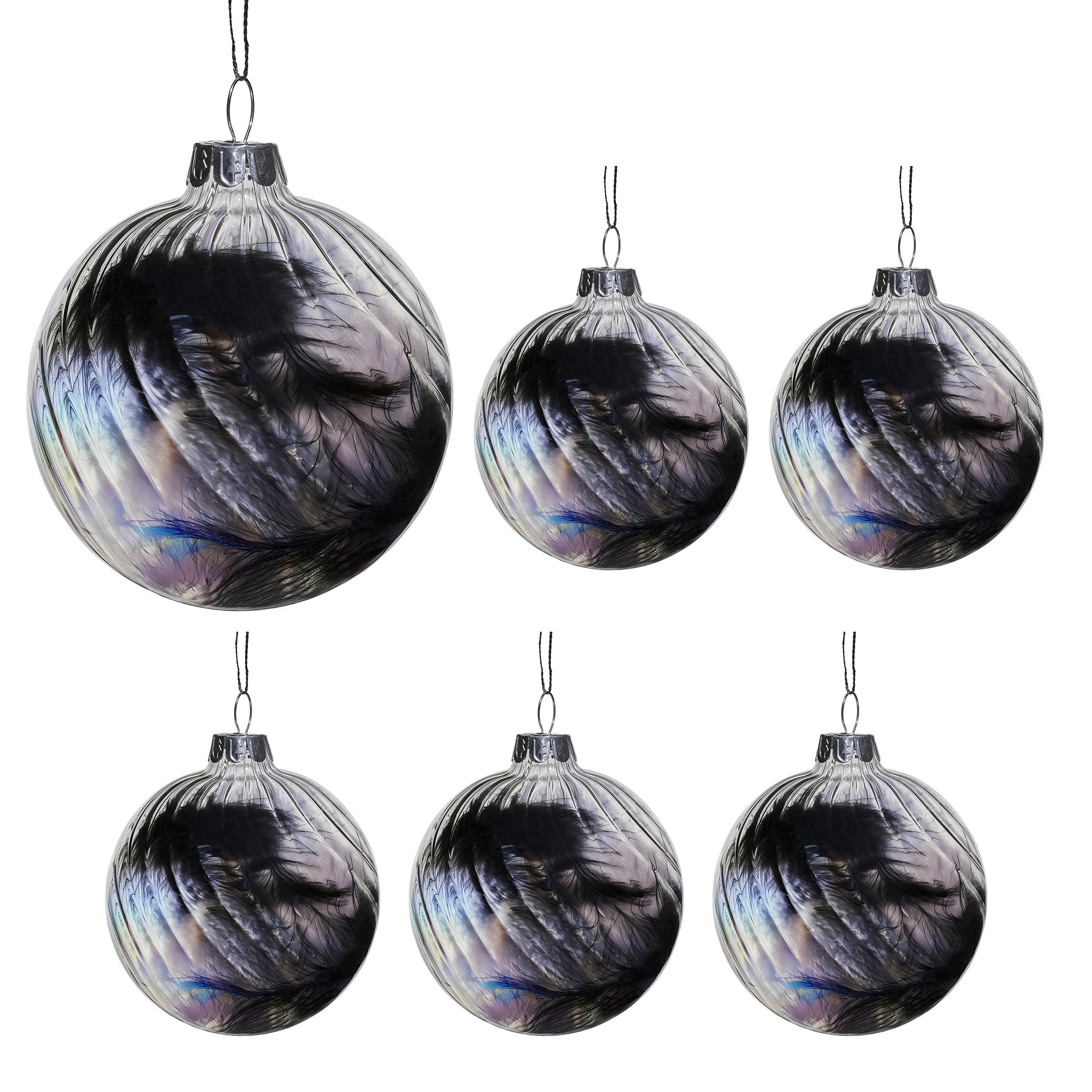 Glass Baubles Clear Striped