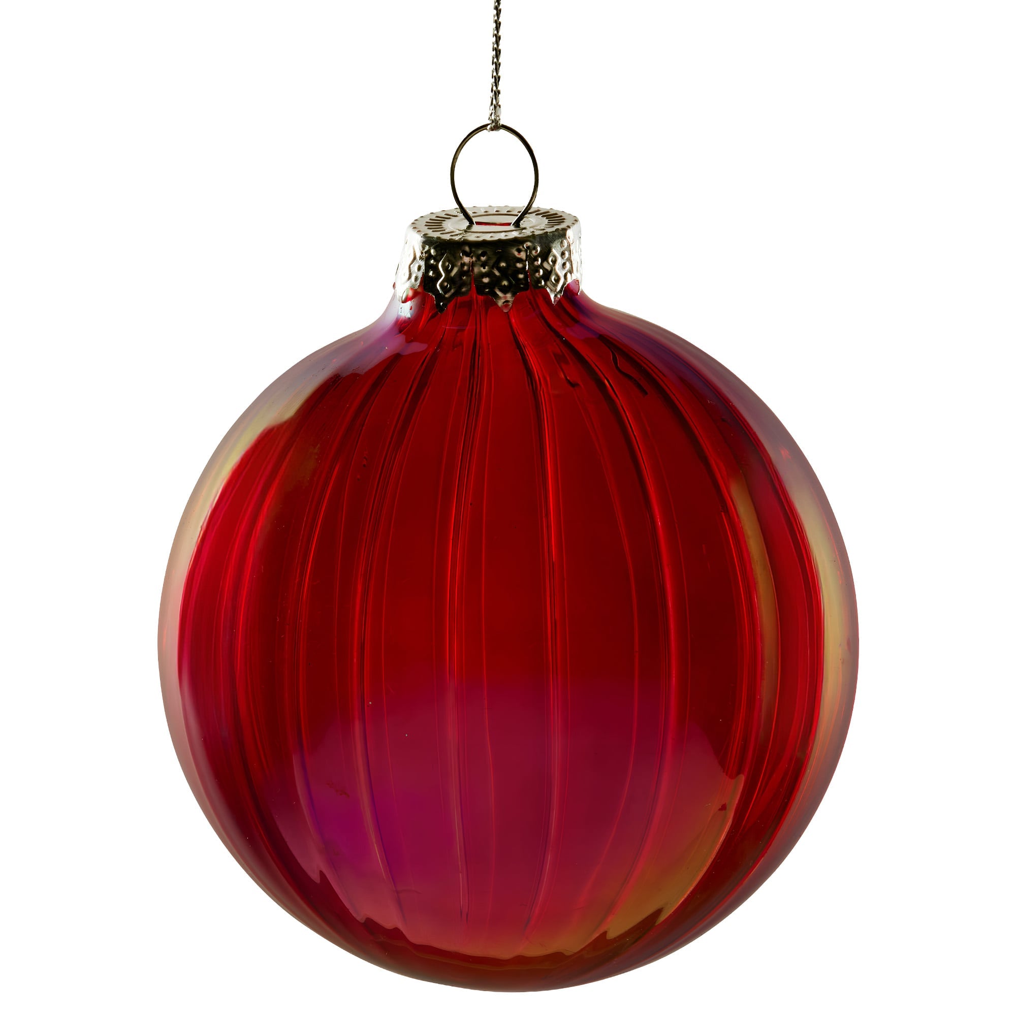 Red Glass Baubles Textured Finish