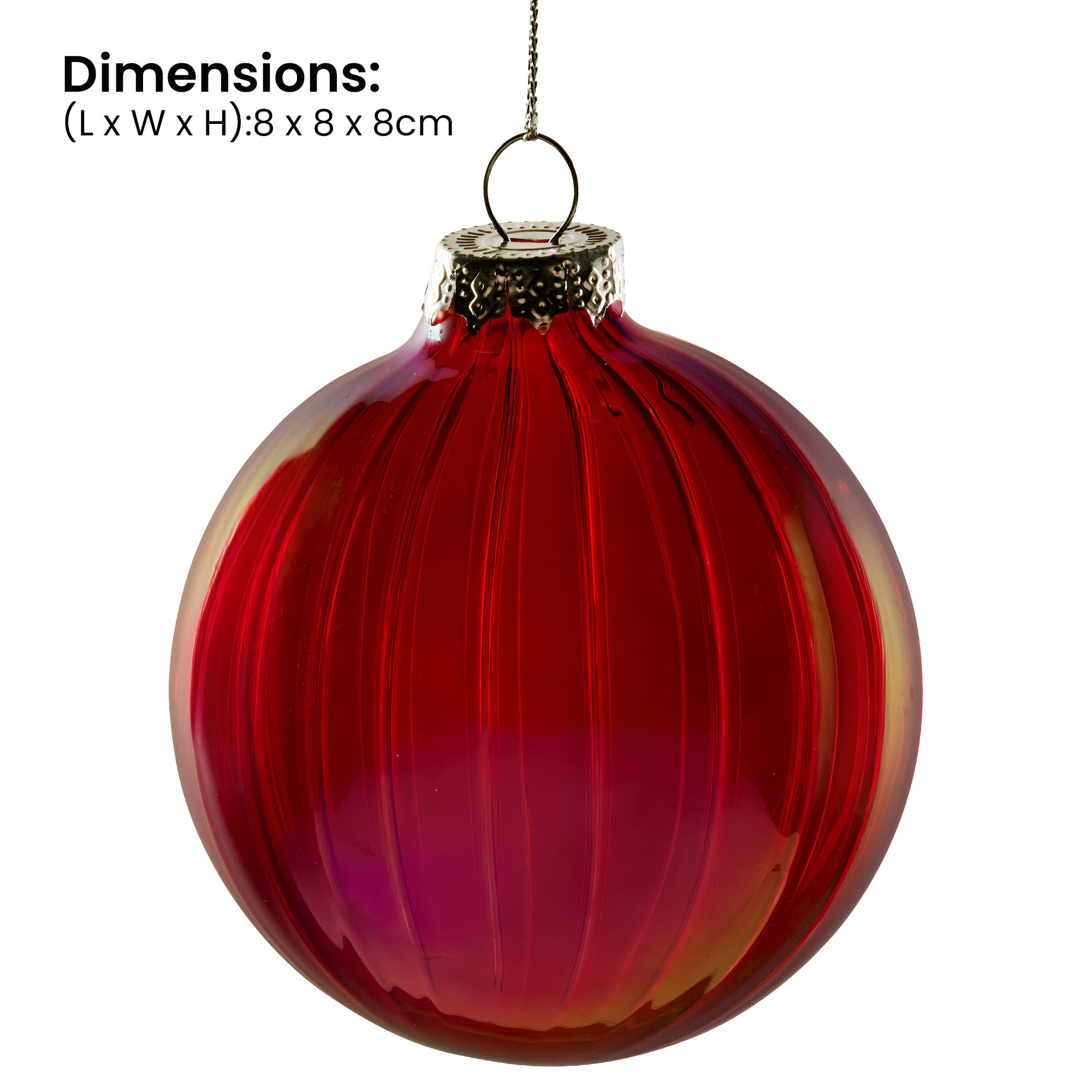 Red Glass Baubles Textured Finish